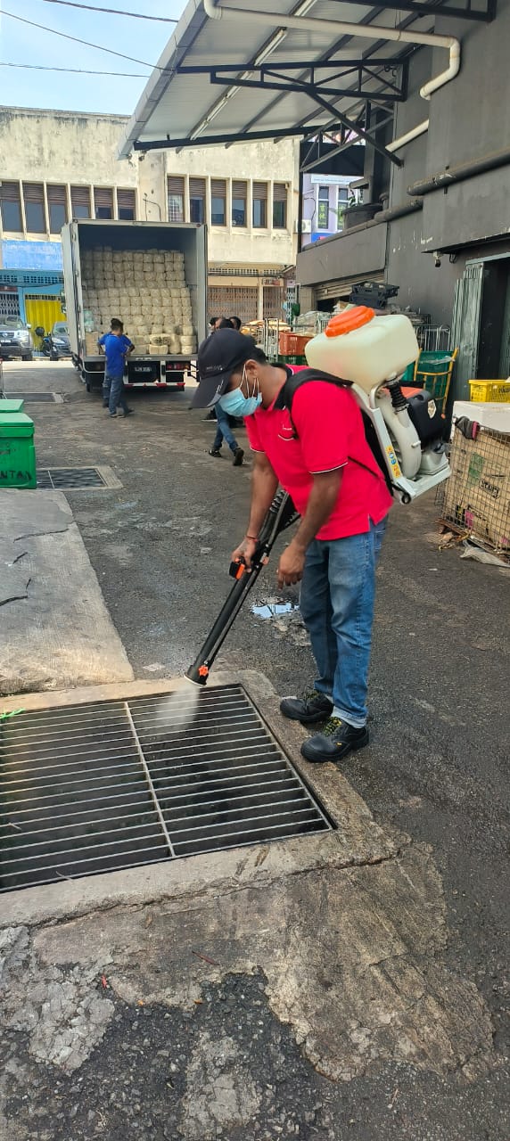 Larvicide treatment in commercial drain